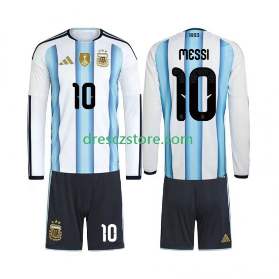 Argentina Lionel Messi 10 Domácí Dres MS ve fotbale 2026 Dlouhý rukáv Děti Fotbalové Dresy