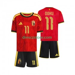 Belgie Jeremy Doku 11 Domácí Dres MS ve fotbale 2026 Krátký rukáv Děti Fotbalové Dresy