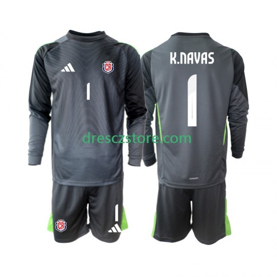 Kostarika Keylor Navas 1 Brankářské Venkovní Dres 2025 Dlouhý rukáv Děti Fotbalové Dresy