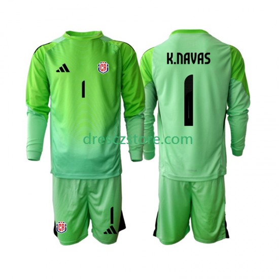 Kostarika Keylor Navas 1 Brankářské Domácí Dres 2025 Dlouhý rukáv Děti Fotbalové Dresy