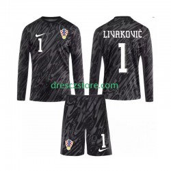 Chorvatsko DOMINIK LIVAKOVIC 1 Brankářské Alternativní Dres 2024 Dlouhý rukáv Děti Fotbalové Dresy