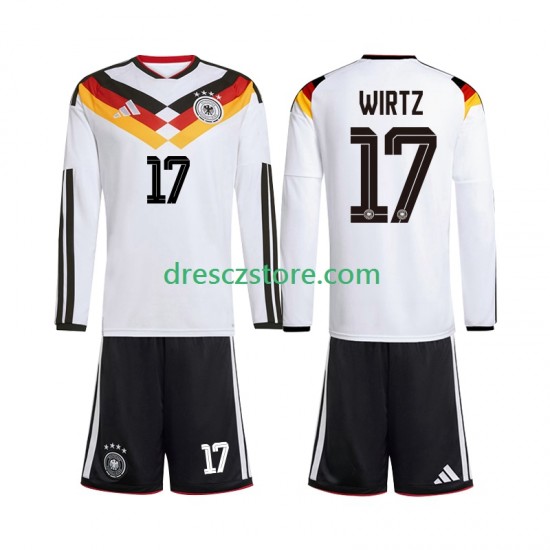 Německo Florian Wirtz 17 Domácí Dres MS ve fotbale 2026 Dlouhý rukáv Děti Fotbalové Dresy