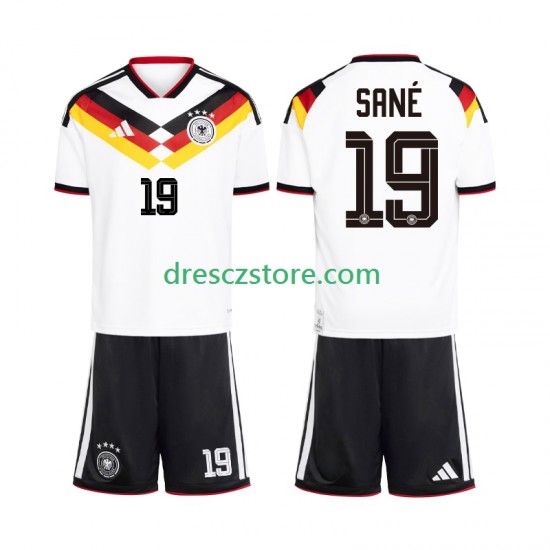 Německo Leroy Sane 19 Domácí Dres MS ve fotbale 2026 Krátký rukáv Děti Fotbalové Dresy