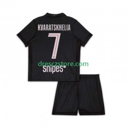 Paris Saint-Germain Khvicha Kvaratskhelia 7 Čtvrtý Dres 2025-2026 Krátký rukáv Děti Fotbalové Dresy