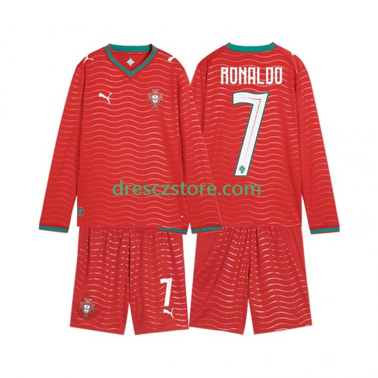 Portugalsko Cristiano Ronaldo 7 Domácí Dres MS ve fotbale 2026 Dlouhý rukáv Děti Fotbalové Dresy