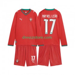Portugalsko Rafael Leao 17 Domácí Dres MS ve fotbale 2026 Dlouhý rukáv Děti Fotbalové Dresy