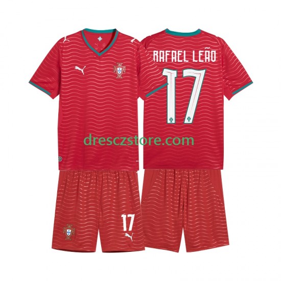 Portugalsko Rafael Leao 17 Domácí Dres MS ve fotbale 2026 Krátký rukáv Děti Fotbalové Dresy