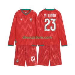 Portugalsko Vitinha 23 Domácí Dres MS ve fotbale 2026 Dlouhý rukáv Děti Fotbalové Dresy