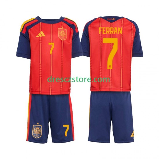 Španělsko Ferran Torres 7 Domácí Dres MS ve fotbale 2026 Krátký rukáv Děti Fotbalové Dresy