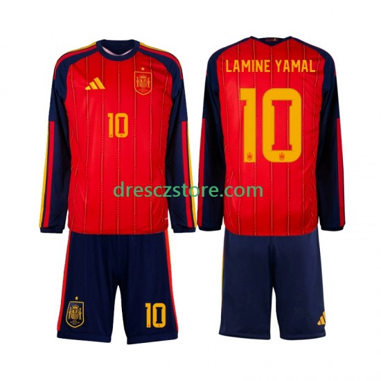 Španělsko Lamine Yamal 10 Domácí Dres MS ve fotbale 2026 Dlouhý rukáv Děti Fotbalové Dresy