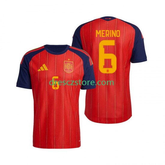Španělsko Mikel Merino 6 Domácí Dres MS ve fotbale 2026 Krátký rukáv Muže Fotbalové Dresy