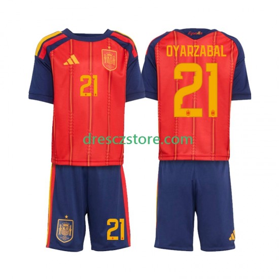 Španělsko Mikel Oyarzabal 21 Domácí Dres MS ve fotbale 2026 Krátký rukáv Děti Fotbalové Dresy