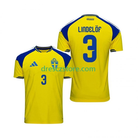 Švédsko Victor Lindelof 3 Domácí Dres 2026 Krátký rukáv Muže Fotbalové Dresy