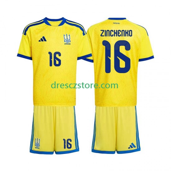Ukrajina Oleksandr Zinchenko 16 Domácí Dres MS ve fotbale 2026 Krátký rukáv Děti Fotbalové Dresy