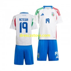 Itálie Mateo Retegui 19 Venkovní Dres 2024 Krátký rukáv Děti Fotbalové Dresy