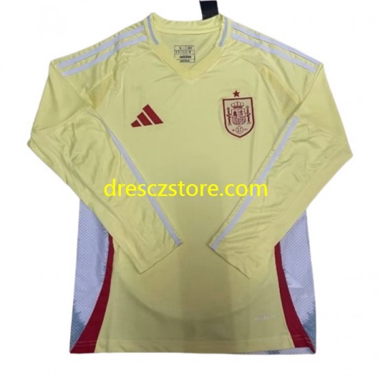 Španělsko Venkovní Dres Euro 2024 Dlouhý rukáv Muže Fotbalové Dresy