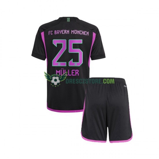 FC Bayern Mnichov Thomas Muller 25 Venkovní Dres 2023-2024 Krátký rukáv Děti Fotbalové Dresy