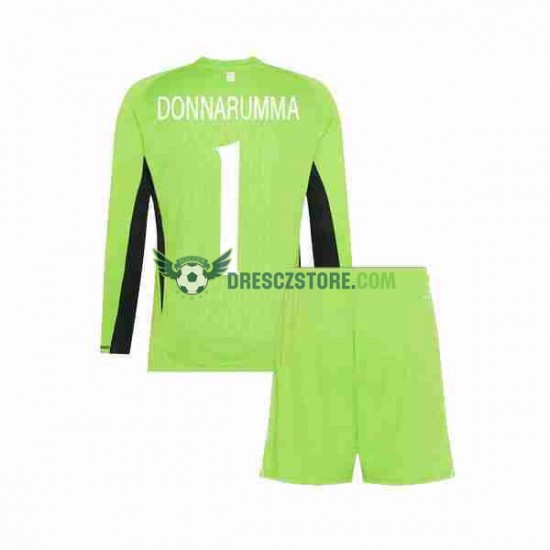 Itálie Donnarumma 1 Brankářské Domácí Dres 2023 Dlouhý rukáv Děti Fotbalové Dresy