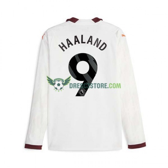Manchester City Erling Haaland 9 Venkovní Dres 2023-2024 Dlouhý rukáv Muže Fotbalové Dresy