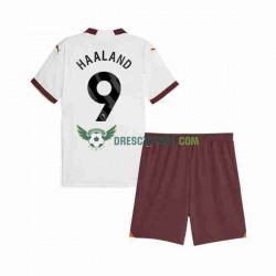 Manchester City Erling Haaland 9 Venkovní Dres 2023-2024 Krátký rukáv Děti Fotbalové Dresy