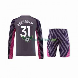 Manchester City Ederson Moraes 31 Brankářské Venkovní Dres 2023-2024 Dlouhý rukáv Děti Fotbalové Dresy