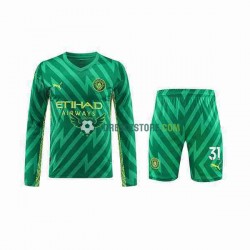 Manchester City Ederson Moraes 31 Brankářské Domácí Dres 2023-2024 Dlouhý rukáv Děti Fotbalové Dresy