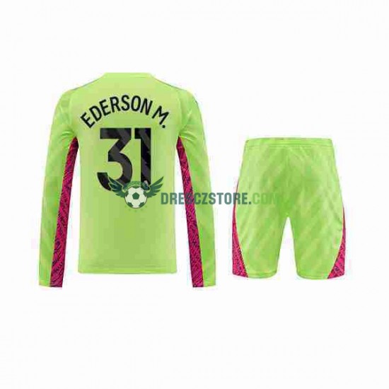 Manchester City Ederson Moraes 31 Brankářské Alternativní Dres 2023-2024 Dlouhý rukáv Děti Fotbalové Dresy