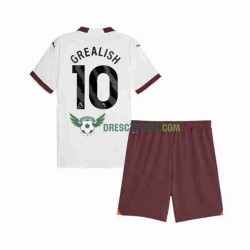 Manchester City Jack Grealish 10 Venkovní Dres 2023-2024 Krátký rukáv Děti Fotbalové Dresy