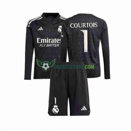 Real Madrid Thibaut Courtois 1 Brankářské Venkovní Dres 2023-2024 Dlouhý rukáv Děti Fotbalové Dresy