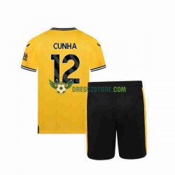 Wolverhampton Wanderers CUNHA 12 Domácí Dres 2023-2024 Krátký rukáv Děti Fotbalové Dresy