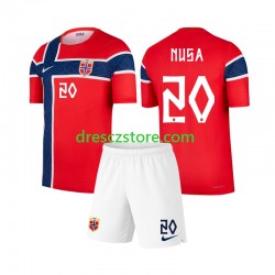 Norsko Antonio Nusa 20 Domácí Dres MS ve fotbale 2026 Krátký rukáv Děti Fotbalové Dresy