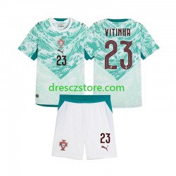 Portugalsko Vitinha 23 Venkovní Dres 2026 2027 Krátký rukáv Děti Fotbalové Dresy