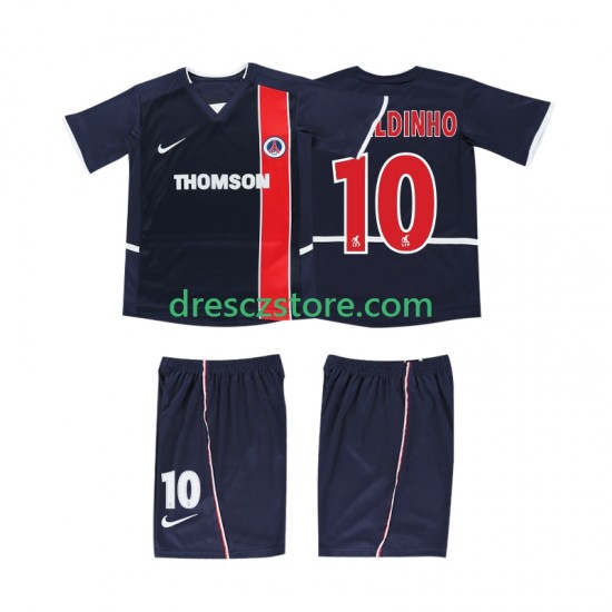 AC Milán RONALDINHO 10 2003 Retro Domácí Dres 2002 Krátký rukáv Děti Fotbalové Dresy