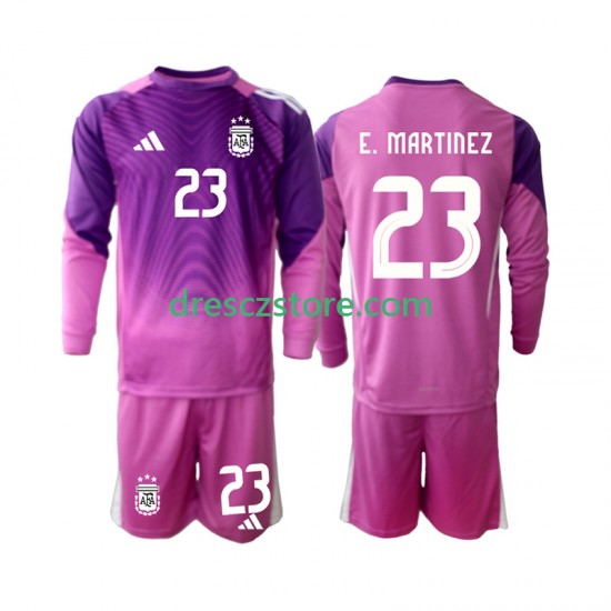 Argentina Emiliano Martinez 23 Brankářské Domácí Dres 2025 Dlouhý rukáv Děti Fotbalové Dresy