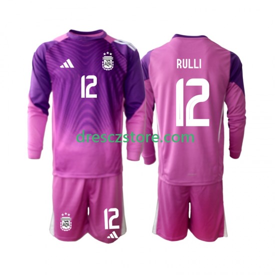 Argentina Geronimo Rulli 12 Brankářské Domácí Dres 2025 Dlouhý rukáv Děti Fotbalové Dresy