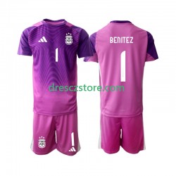 Argentina Walter Daniel Benitez 1 Brankářské Domácí Dres 2025 Krátký rukáv Děti Fotbalové Dresy