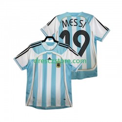 Argentina MESSI 19 Retro Domácí Dres 2006 Krátký rukáv Muže Fotbalové Dresy