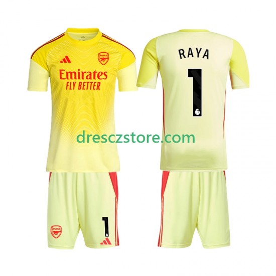 Arsenal Raya 1 Brankářské Domácí Dres 2025-2026 Krátký rukáv Děti Fotbalové Dresy