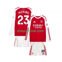 Arsenal Merino 23 Domácí Dres 2025-2026 Dlouhý rukáv Děti Fotbalové Dresy