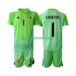 Belgie Thibaut Courtoi 1 Brankářské Domácí Dres 2025 Krátký rukáv Děti Fotbalové Dresy