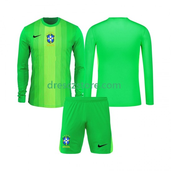 Brazílie Brankářské Domácí Dres 2026 Dlouhý rukáv Děti Fotbalové Dresy