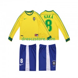 Brazílie KAKA 8 Retro Domácí Dres 1998 Dlouhý rukáv Děti Fotbalové Dresy