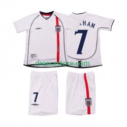 Anglie BECKHAM 7 Retro Domácí Dres 2002 Krátký rukáv Děti Fotbalové Dresy