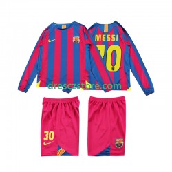 FC Barcelona Lionel Messi 10 2005 Retro Domácí Dres 2006 Dlouhý rukáv Děti Fotbalové Dresy