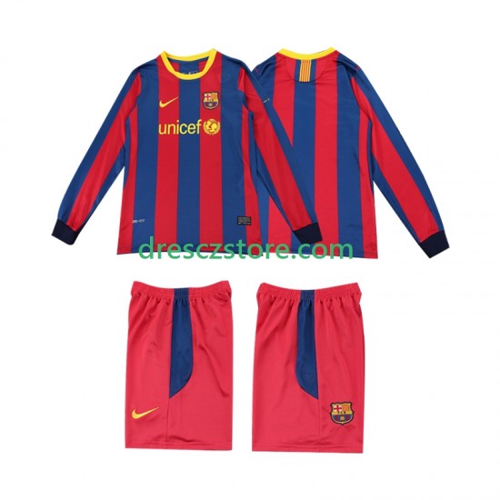 FC Barcelona Retro Domácí Dres 2011 2010 Dlouhý rukáv Děti Fotbalové Dresy