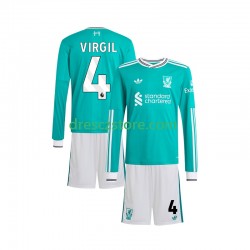 Liverpool Virgil van Dijk 4 Alternativní Dres 2025-2026 Dlouhý rukáv Děti Fotbalové Dresy