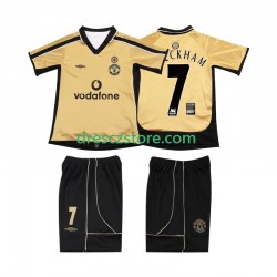 Manchester United BECKHAM 7 Anniversary Football Shirt 2001 Alternativní Dres 2002 Krátký rukáv Děti