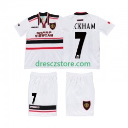 Manchester United BECKHAM 7 Retro Venkovní Dres 1998 Krátký rukáv Děti Fotbalové Dresy