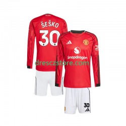 Manchester United Benjamin Sesko 30 Domácí Dres 2025-2026 Dlouhý rukáv Děti Fotbalové Dresy
