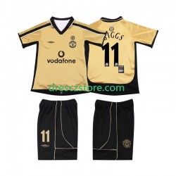 Manchester United GIGGS 11 Anniversary Football Shirt 2001 Alternativní Dres 2002 Krátký rukáv Děti